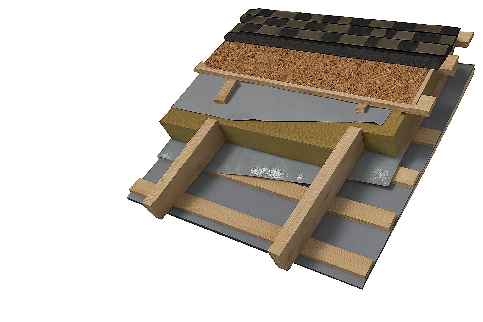 Слои крыши модульного дома NUMEN SPACE в Грузии для прочности и энергоэффективности